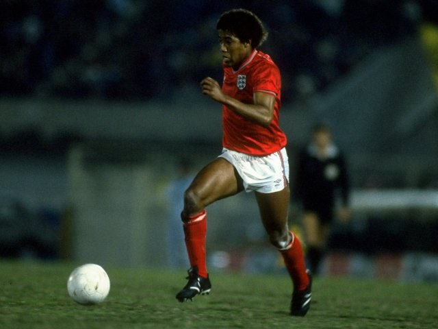 Former Liverpool winger John Barnes in action for England on June 16, 1985.