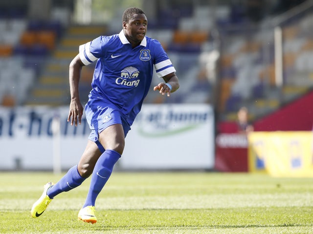 Magaye Gueye of Everton in action during the preseason friendly match between Austria Wien and FC Everton at the Generali Arena on July 14, 2013