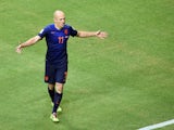 Netherlands' forward Arjen Robben celebrates after scoring during a Group B football match between Spain and the Netherlands at the Fonte Nova Arena in Salvador during the 2014 FIFA World Cup on June 13, 2014