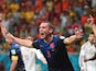 Netherlands' defender Stefan de Vrij celebrates scoring their third goal during a Group B football match between Spain and the Netherlands at the Fonte Nova Arena in Salvador during the 2014 FIFA World Cup on June 13, 2014