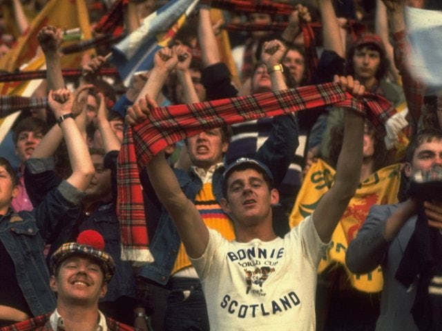 Scotland fans cheer on their team at the World Cup in Argentina on June 01, 1978.