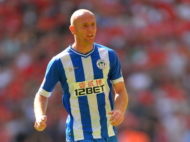 Stephen Crainey of Wigan Athletic in action during the FA Community Shield match between Manchester United and Wigan Athletic at Wembley Stadium on August 11, 2013