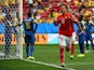 Switzerland's forward Admir Mehmedi celebrates after scoring during a Group E football match between Switzerland and Ecuador at the Mane Garrincha National Stadium in Brasilia during the 2014 FIFA World Cup on June 15, 2014