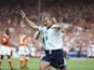 Alan Shearer celebrates scoring for England against Holland on June 18, 1996.