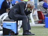 Algeria's Bosnian coach Vahid Halilhodzic gestures after his team lost 1-2 during the Group H football match between Belgium and Algeria at the Mineirao Stadium in Belo Horizonte during the 2014 FIFA World Cup on June 17, 2014