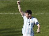 Argentina's forward and captain Lionel Messi celebrates scoring during the Group F football match between Argentina and Iran at the Mineirao Stadium in Belo Horizonte during the 2014 FIFA World Cup in Brazil on June 21, 2014