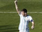 Argentina's forward and captain Lionel Messi celebrates scoring during the Group F football match between Argentina and Iran at the Mineirao Stadium in Belo Horizonte during the 2014 FIFA World Cup in Brazil on June 21, 2014
