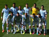Argentina players pose for a team photo before the 2014 FIFA World Cup Brazil Group F match between Argentina and Iran at Estadio Mineirao on June 21, 2014