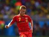 Kevin De Bruyne of Belgium controls the ball during the 2014 FIFA World Cup Brazil Group H match between Belgium and Algeria at Estadio Mineirao on June 17, 2014