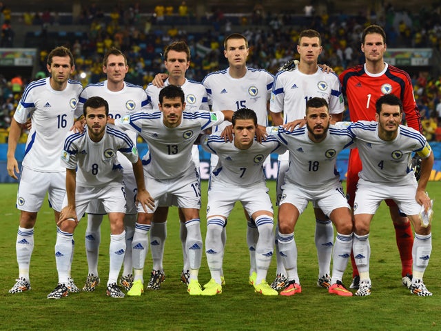 Bosnia and Herzegovina pose for a team photo prior to the 2014 FIFA World Cup Group F match between Nigeria and Bosnia-Herzegovina at Arena Pantanal on June 21, 2014