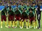 Cameroon's team lineup before a game with Croatia on June 19, 2014