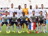 France players pose for a team photo during the 2014 FIFA World Cup Brazil Group E match between Switzerland and France at Arena Fonte Nova on June 20, 2014