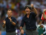 Head coach Joachim Low of Germany celebrates his team's second goal during the 2014 FIFA World Cup Brazil Group G match between Germany and Ghana at Castelao on June 21, 2014