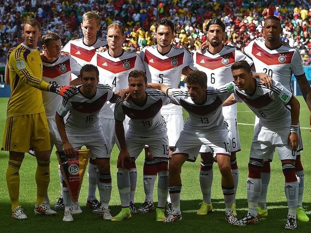 The Germany team to face Portugal in the World Cup on June 16, 2014.