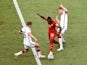 Kwadwo Asamoah of Ghana and Philipp Lahm of Germany compete for the ball during the 2014 FIFA World Cup Brazil Group G match between Germany and Ghana at Castelao on June 21, 2014