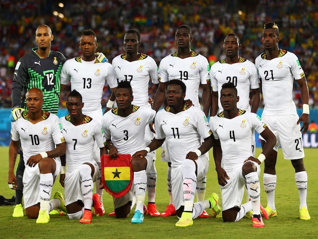 Ghana players pose for a team photo before the 2014 FIFA World Cup Brazil Group G match between Ghana and the United States at Estadio das Dunas on June 16, 2014