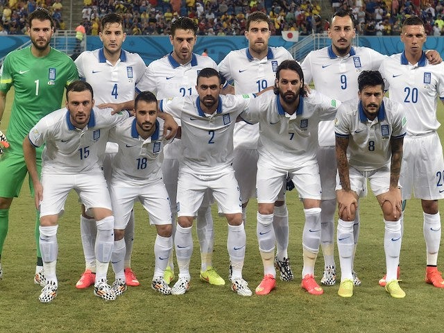 Greece lineup before their game with Japan on June 19, 2014