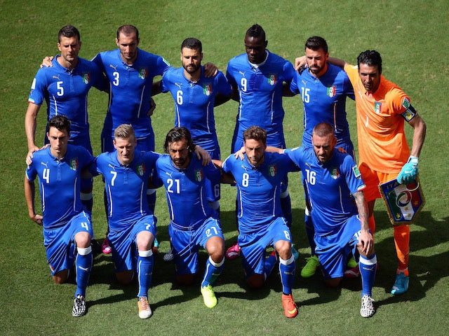 Italy pose for a team photo prior to the 2014 FIFA World Cup Brazil Group D match between Italy and Costa Rica at Arena Pernambuco on June 20, 2014 