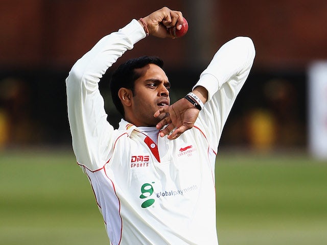 Jigar Naik of the Leicestershire in action during day one of the LV County Championship match between Leicestershire and Kent at Grace Road on April 17, 2013