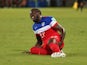 USA striker Jozy Altidore lies injured during his side's match with Ghana on June 16, 2014.