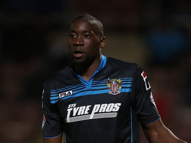 Lucas Akins of Stevenage in action during the Sky Bet League One match between Coventry City and Stevenage at Sixfields Stadium on March 26, 2014