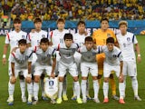 Members of the South Korean national team pose prior to a Group H football match between Russia and South Korea in the Pantanal Arena in Cuiaba during the 2014 FIFA World Cup on June 17, 2014