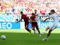 Thomas Muller scores from the penalty spot to give Germany the lead against Portugal in their World Cup Group G match in Salvador on June 16, 2014