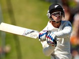 Tom Latham of New Zealand bats during day three of the 2nd Test match between New Zealand and India at the Basin Reserve on February 16, 2014