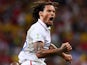 Jermaine Jones of the United States celebrates after scoring his team's first goal during the 2014 FIFA World Cup Brazil Group G match between the United States and Portugal at Arena Amazonia on June 22, 2014