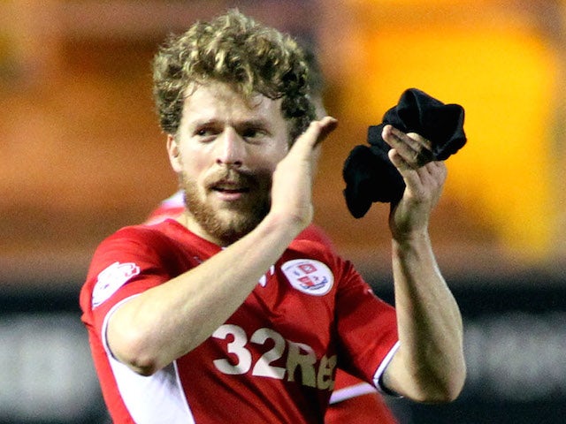 Crawley goal scorer Billy Clarke celebrates on the final whistle during the Sky Bet League one match against Carlisle United on November 16, 2013