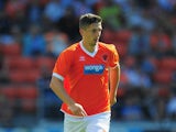 Blackpool player Craig Cathcart in action during the pre season friendly match between Blackpool and Newcastle United at Bloomfield Road on July 28, 2013