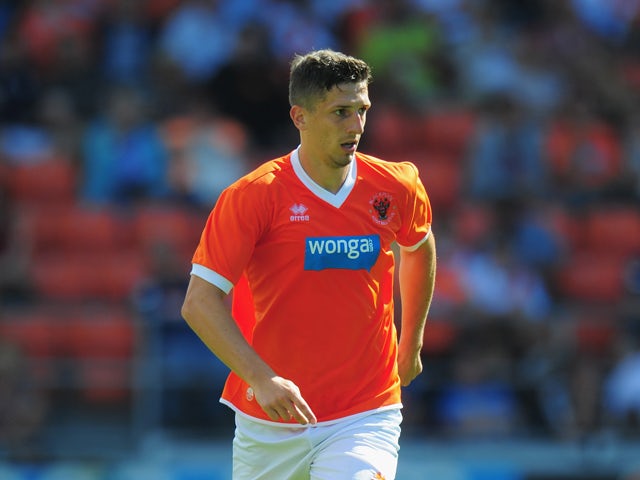 Blackpool player Craig Cathcart in action during the pre season friendly match between Blackpool and Newcastle United at Bloomfield Road on July 28, 2013