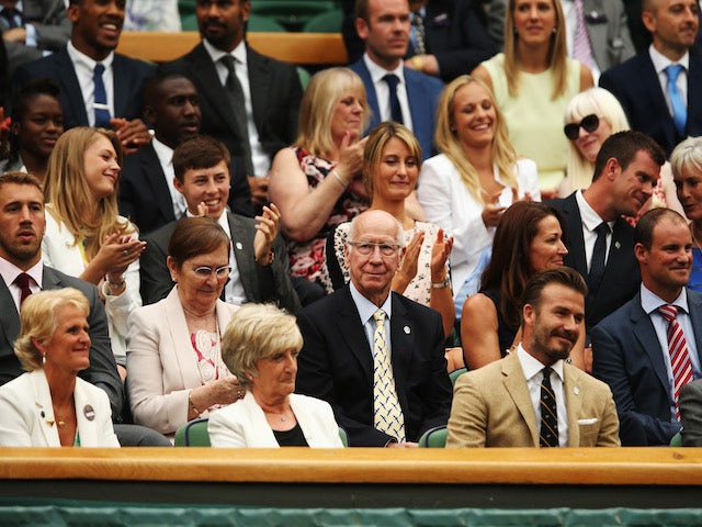 David Beckham, Sir Bobby Charlton, Andrew Strauss, Matthew Fitzpatrick, Chris Robshaw, Anthony Joshua and David Haye are amongst those pictured in the royal box on centre court on day six of the Wimbledon Lawn Tennis Championships on June 28, 2014