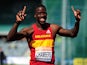 Dwain Chambers celebrates after winning the Men's 100m Final during day three of the Sainsbury's British Championships at Birmingham Alexander Stadium on June 29, 2014