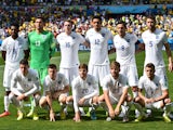 England players pose ahead of the Group D football match between Costa Rica and England at The Mineirao Stadium in Belo Horizonte on June 24, 2014