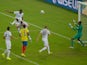 Paul Pogba of France heads the ball wide of the goal past Alexander Dominguez of Ecuador during the 2014 FIFA World Cup Brazil Group E match between Ecuador and France at Maracana on June 25, 2014