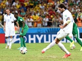 Giorgos Samaras of Greece scores his team's second goal on a penalty kick during the 2014 FIFA World Cup Brazil Group C match against Ivory Coast on June 24, 2014
