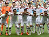 Players from Iran pose for a team photo prior to the 2014 FIFA World Cup Brazil Group F match between Bosnia and Herzegovina and Iran at Arena Fonte Nova on June 25, 2014