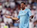 Javi Garcia reacts during the friendly match between Al Ain and Manchester City at Hazza bin Zayed Stadium on May 15, 2014