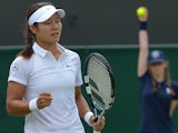 China's Li Na celebrates winning a point against Austria's Yvonne Meusburger during their women's singles second round match on day three of the 2014 Wimbledon Championships at The All England Tennis Club in Wimbledon, southwest London, on June 25, 2014