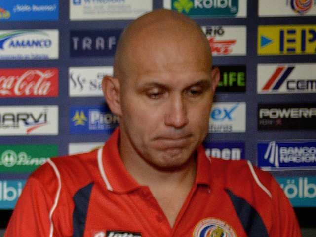 Costa Rica assistant Luis Marin during a press conference on May 12, 2014