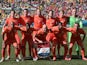 Members of the Netherlands' national team pose for the team photo prior to the Group B football match between Netherlands and Chile at the Corinthians Arena in Sao Paulo during the 2014 FIFA World Cup on June 23, 2014