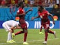 Silvestre Varela of Portugal celebrates scoring his team's second goal during the 2014 FIFA World Cup Brazil Group G match between the United States and Portugal at Arena Amazonia on June 22, 2014