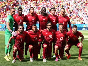 Portugal players pose for a team photo prior to the 2014 FIFA World Cup Brazil Group G match between Portugal and Ghana at Estadio Nacional on June 26, 2014