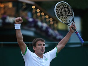Spain's Tommy Robredo celebrates winning his men's singles third round match against Poland's Jerzy Janowicz on day six of the 2014 Wimbledon Championships at The All England Tennis Club in Wimbledon, southwest London, on June 28, 2014