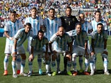 Argentina players pose for a team photo prior to the 2014 FIFA World Cup Brazil Round of 16 match between Argentina and Switzerland at Arena de Sao Paulo on July 1, 2014