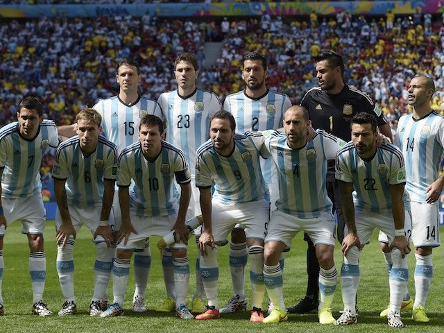Argentina's team lineup for the Quarter Final with Belgium on July 5, 2014