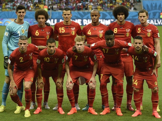 Belgium's lineup before the match against the United States on July 1, 2014