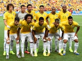 Brazil players pose for a team photo prior to the 2014 FIFA World Cup Brazil Quarter Final match between Brazil and Colombia at Castelao on July 4, 2014