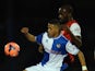 Alefe Santos of Bristol Rovers battles with Jamal Fyfield of York City during the FA Cup First Round match between Bristol Rovers and York City at Memorial Stadium on November 8, 2013